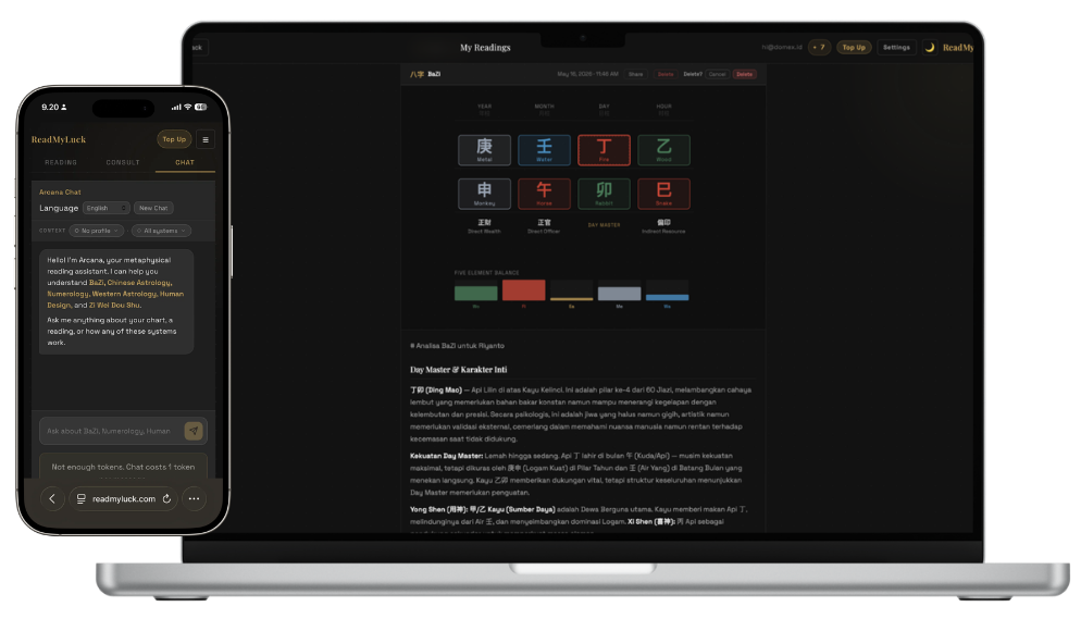 ReadMyLuck on desktop, tablet and phone
